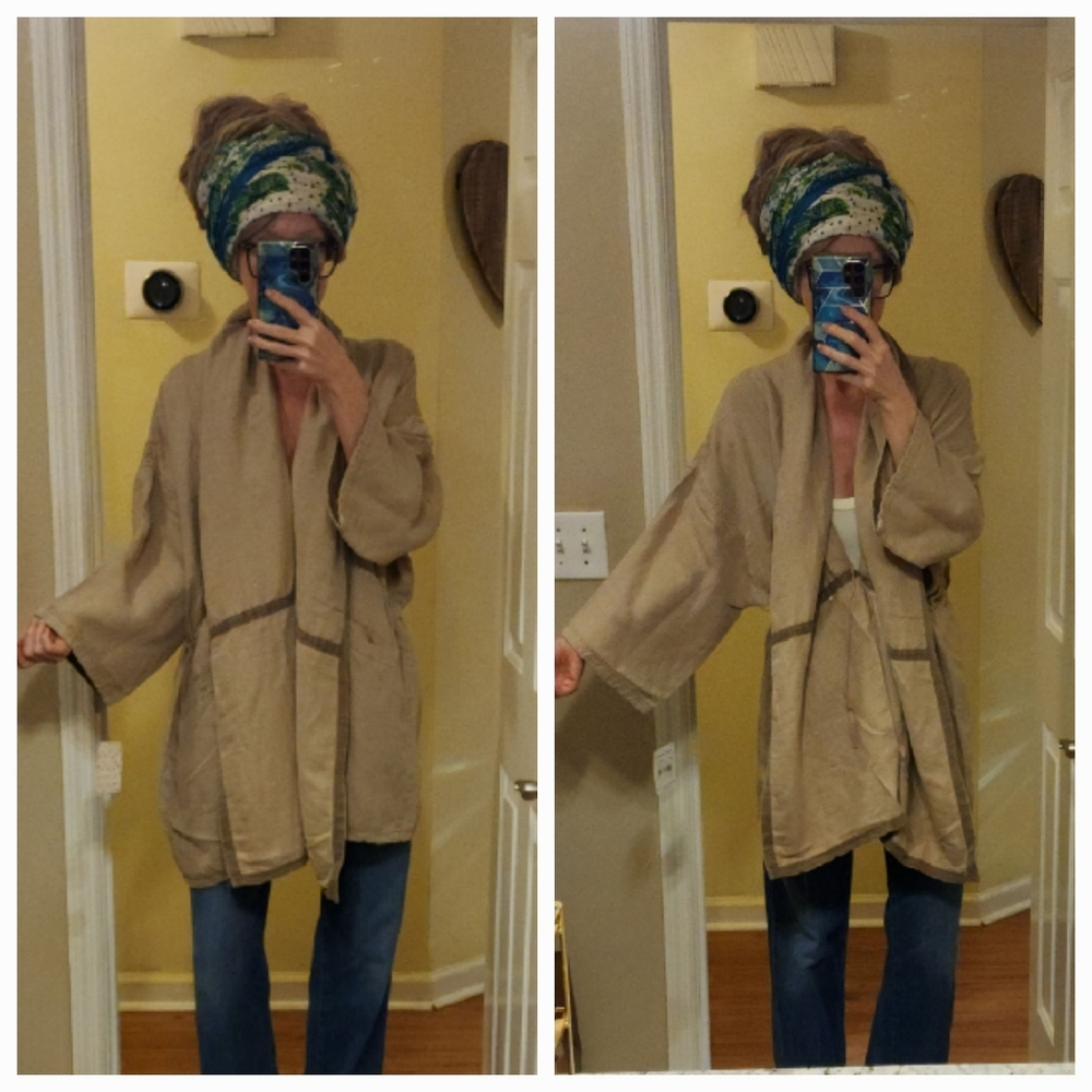 RARE "Vintage" Free People Linen Blend Cardigan Kimono Jacket